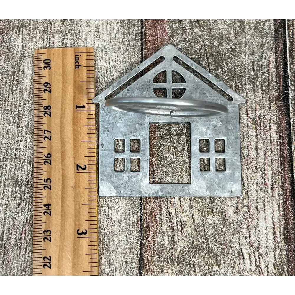 Galvanized Metal House Napkin Rings Set of 6 Farmhouse Cottage Table Decor